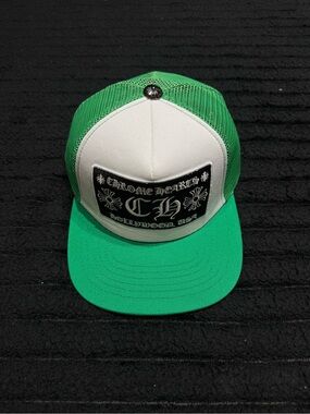 Chrome Hearts Green and Black Trucker Cap with Logo Tape